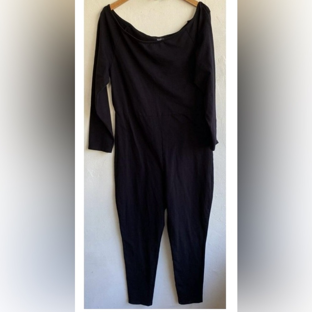 Torrid 2 Cropped Jumpsuit Black Off The Shoulders Stretch 3/4 Sleeve